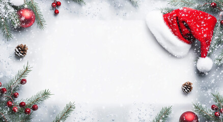 Large white blank banner with space for text on the left side festive holiday backdrop christmas or new year message, customizable decoration, holiday announcement
