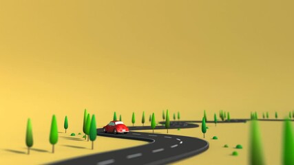 Animation of a red car running around a curve.
It runs forever without interruption.