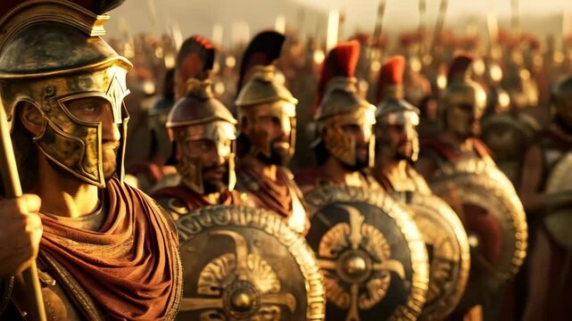 King Leonidas and his spartan hoplites army