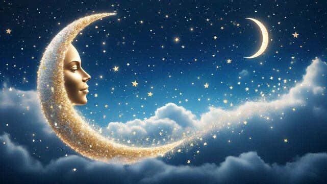 moon woman and stars