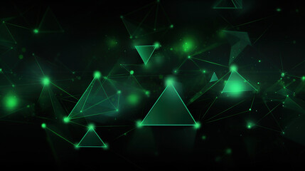 Naklejka premium Abstract Green Triangles Network Background