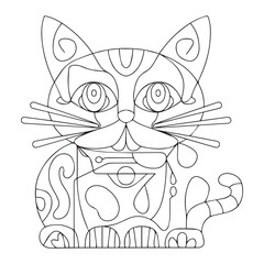 kitten character coloring book isolated, vector