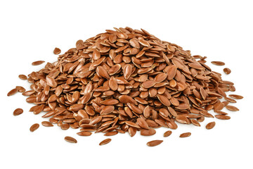 flaxseed isolated on white background. Top view. Flat lay