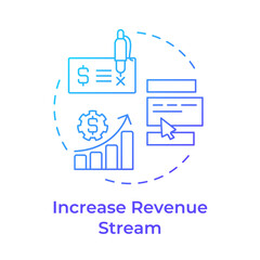 Increase revenue steam blue gradient concept icon. Expand services. Benefit of FSM. Field service management. Round shape line illustration. Abstract idea. Graphic design. Easy to use in article