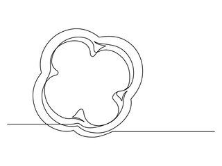 Continuous one line of sliced bell pepper isolated on white background. Simple silhouette of vegetable. Hand drawn bell pepper outline. Vector illustration