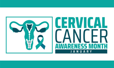 Cervical Cancer Awareness Month background banner or poster design template. observed every year in January. Holiday concept. Use to any Template, card, poster, placard, template.
