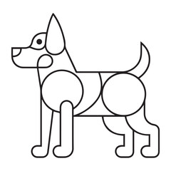 Little dog. Puppy. Black and white vector illustration for coloring book