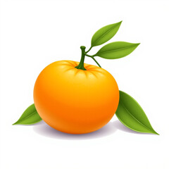 Photo of a orange ,Orange fruit with leaves  isolated on a white background 