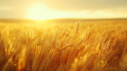 Fototapeta premium Swaying Wheat Field in Golden Light at Twilight