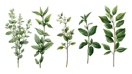 Obraz premium An Illustrated Botanical Guide Featuring Intricate Drawings of Various Herbs Alongside Their Characteristics and Uses