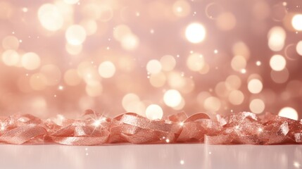 Fototapeta premium Rose Gold Confetti and Sparkling Lights Background