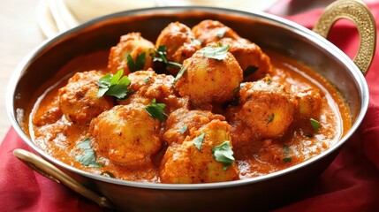 Delicious Indian Curry with Spiced Potatoes and Fresh Cilantro Garnish