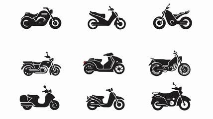 Vector black motorcycles and Dynamic Motorcycle and Scooter Vector Icons