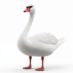 Obraz premium White Swan 3D Render on White Background