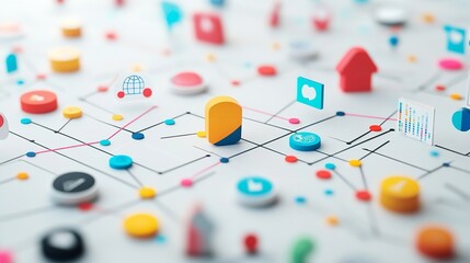 Naklejka premium 3D Representation of Social Media Analytics with Engagement Metrics and Graphs