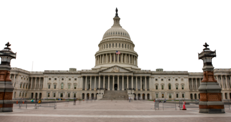 Capital Hill Building in Washington DC USA with no background transparent PNG version