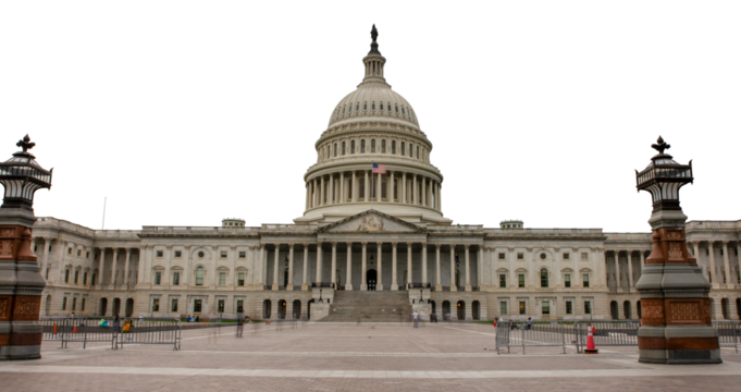 Capital Hill Building in Washington DC USA with no background transparent PNG version