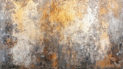 Textured Wall Surface With Rusty Yellow And Gray Paint Stains