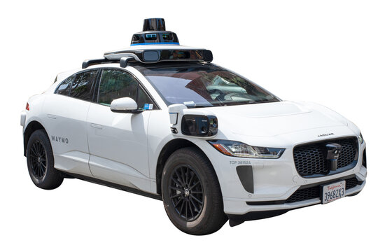 Self Driving Waymo Car Isolated in PNG format from San Francisco street