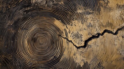 Tree Trunk Cross-Section with Detailed Growth Rings