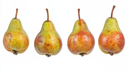 Set of Glossy Green Pears with Subtle Yellow Undertones