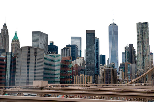 Skyline view of Manhattan in New York USA with world trade center in view, transparent PNG