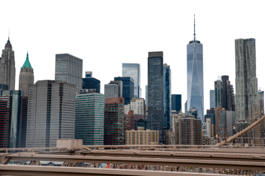 Skyline view of Manhattan in New York USA with world trade center in view, transparent PNG
