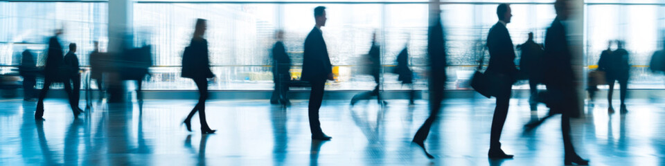 Fototapeta premium Blurred Business People in Modern Office Lobby