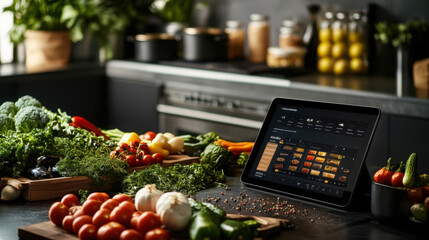 Modern ai meal planner app in kitchen setting for healthy cooking inspiration