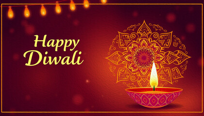 Happy Diwali illustration. Pattern for banners, covers, greeting cards, for printing on wall decorations.