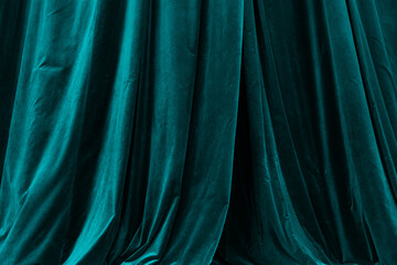 Obraz premium Turquoise curtain in theatre background