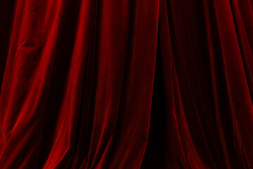 Fototapeta premium Red curtain in theatre background
