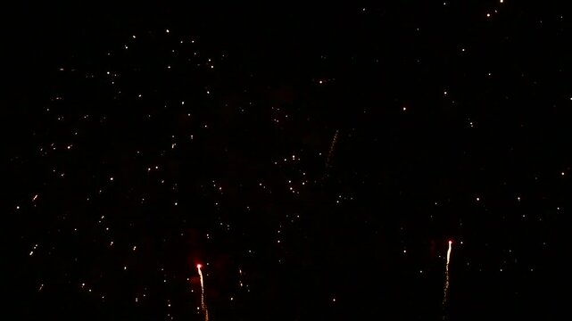 Fireworks display celebration over dark background 3D rendering