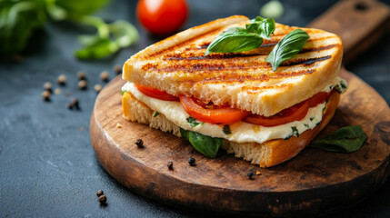 Grilled Panini with Mozzarella, Tomato, and Basil