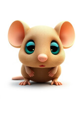 Montessori Flashcards Clipart Kawaii Sand Dune Mouse Clipart isolated on a white background. Suitable for animal flashcard, alphabet flashcards