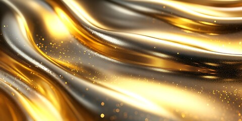 Obraz premium Abstract gold and black wavy fabric texture with glitter.