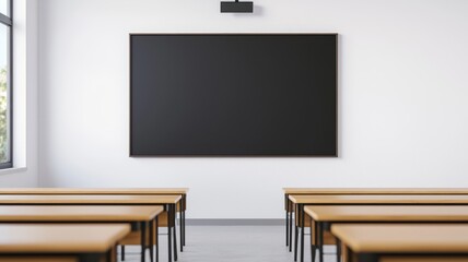 Fototapeta premium Empty Classroom with Blank Blackboard Education Concept