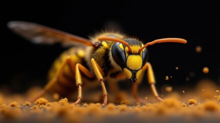 Fototapeta premium Wasp Thorax in Flight: A Detailed Macro Photograph