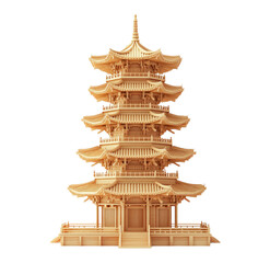 Intricate wooden pagoda model 