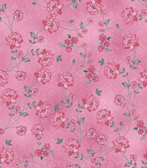 Brushstroke flower and watercolor Flowers illustration allover flower pattern	
