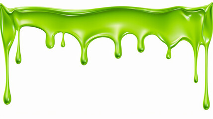Obraz premium Realistic Green Slime Drips on White Background
