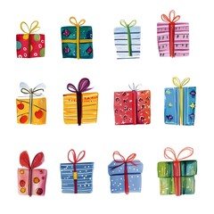 Colorful Watercolor Gift Boxes Collection for Holidays