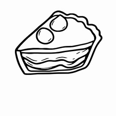 Pie Slice Outline Vector Illustration with Crust and Filling Layers