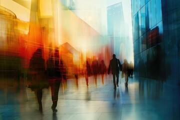 Abstract Silhouettes in a Modern Cityscape With Vibrant Colors