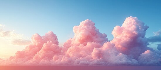 Pink and white fluffy clouds at sunset.