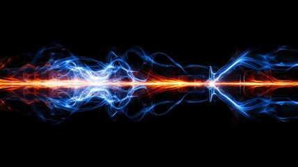 Abstract Energy Wave with Dynamic Blue and Orange Light on a Black Background