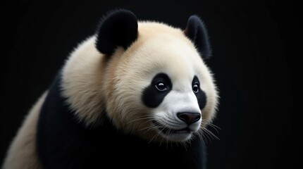 Fototapeta premium Close-Up Portrait of a Panda with Intense Black Eyes