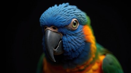 Fototapeta premium Vibrant Blue-Eyed Parrot Close-Up
