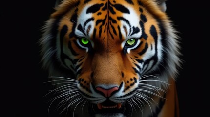 Fototapeta premium Fierce Tiger with Green Eyes Close-Up