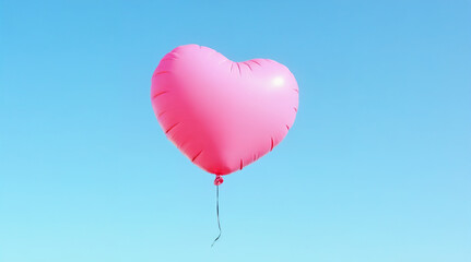 Pink heart balloon floating against clear blue sky close-up photo
